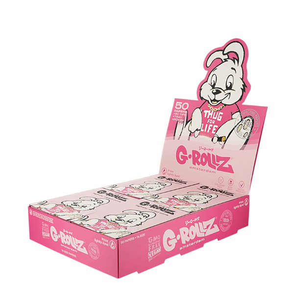 Papel de fumar G-Rollz 1.1/4 Tips & Tray Thug for Life Pink 16 librillos - Imagen 2