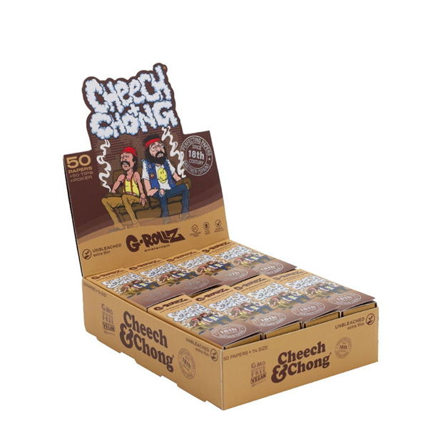 Papel de fumar G-Rollz 1.1/4 & Tips Cheech & Chong In da Chair Unbleached 24 librillos - Imagen 2