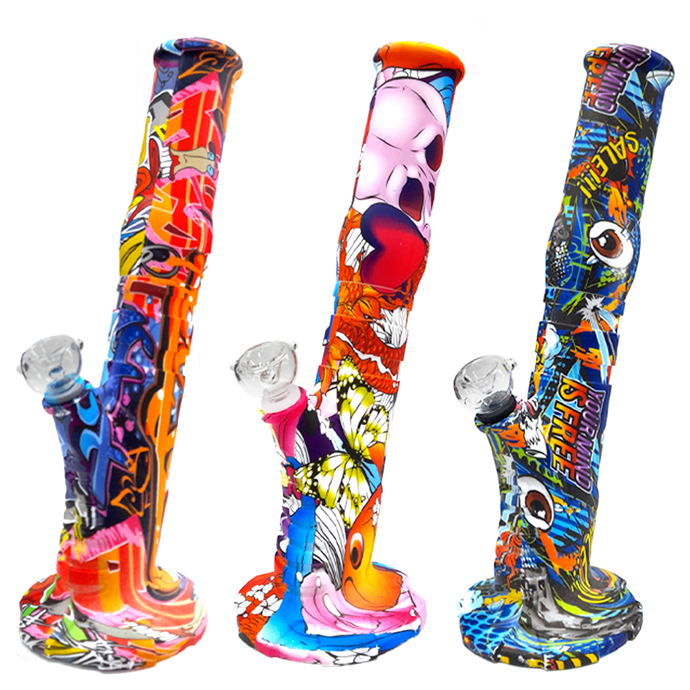 Bong Hard Silicone & Glass Bowl 36 cm. Mix Color - Imagen 2